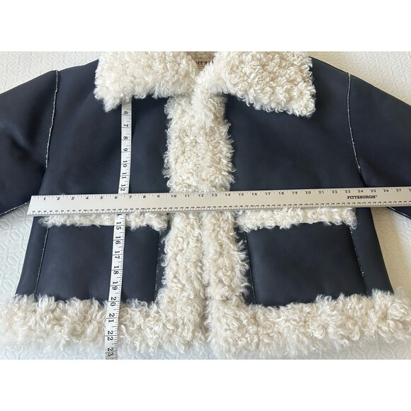 Free People Kiki Sherpa Vegan Leather Bomber Jacket Boxy Winter NWT SMALL - Picture 5 of 5